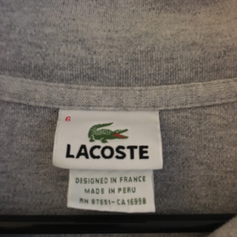Gray Lacoste sweater quarterzip